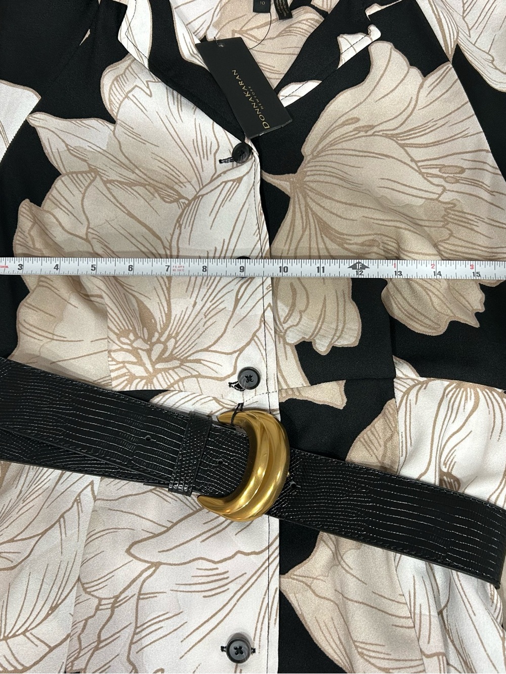 Donna Karan Black and Cream Floral Maxi Shirt Dress NWT - Picture 7 of 7